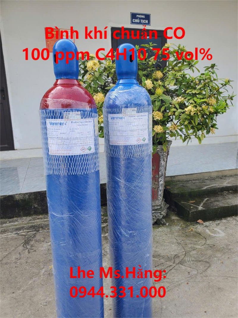 Bình khí chuẩn CO 100 ppm C4H10 75 vol