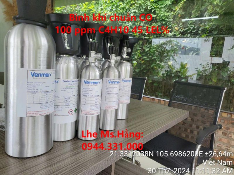 Bình khí chuẩn CO 100 ppm C4H10 45 LEL