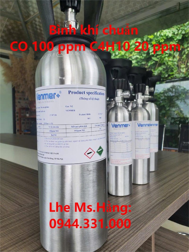 Bình khí chuẩn CO 100 ppm C4H10 20 ppm