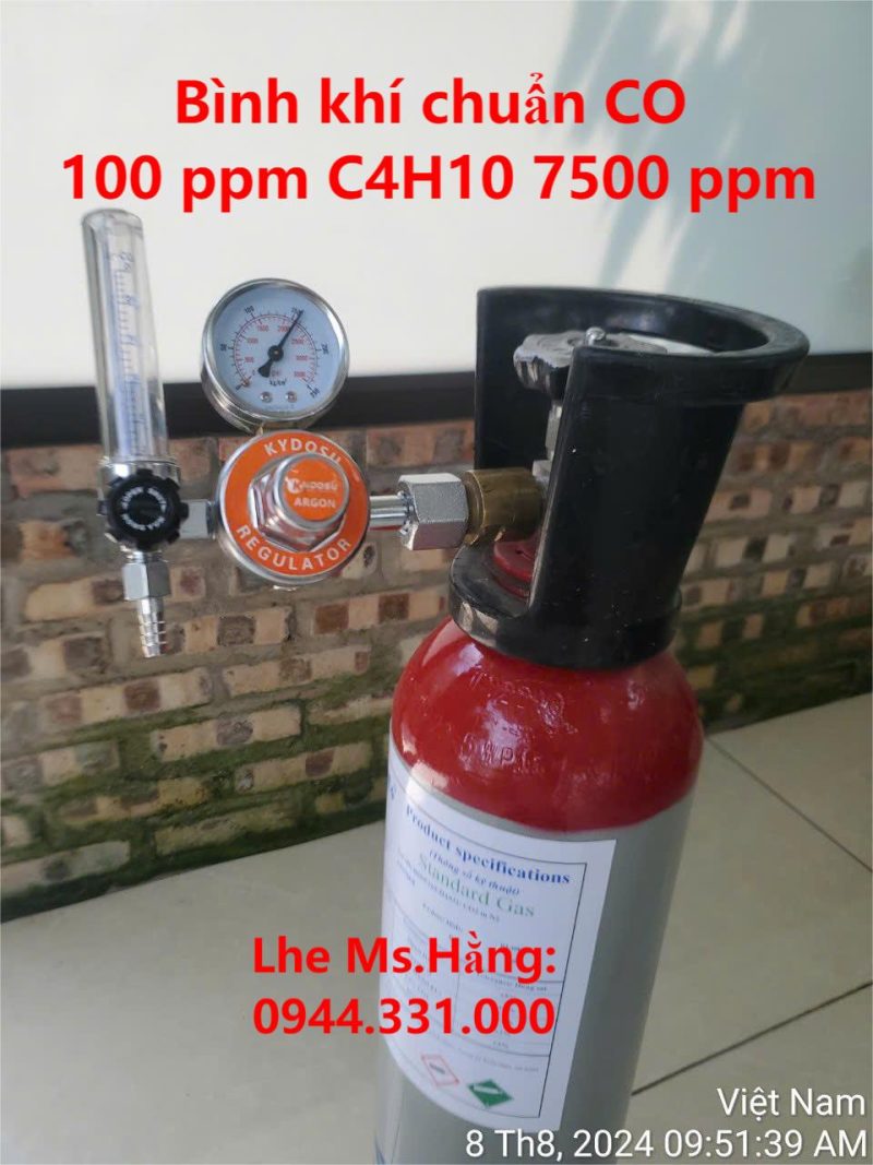 Bình khí chuẩn CO 100 ppm C4H10 7500 ppm