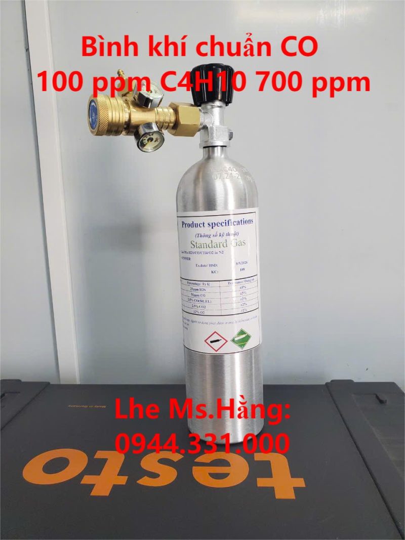 Bình khí chuẩn CO 100 ppm C4H10 700 ppm