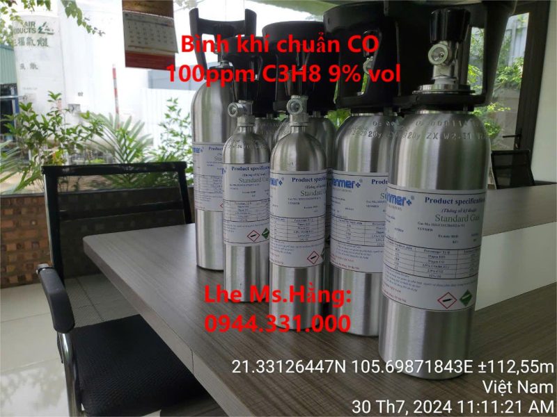 Bình khí chuẩn CO 100ppm C3H8 9