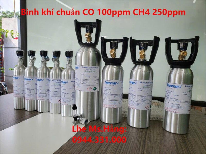 Bình khí chuẩn CO 100ppm CH4 250ppm