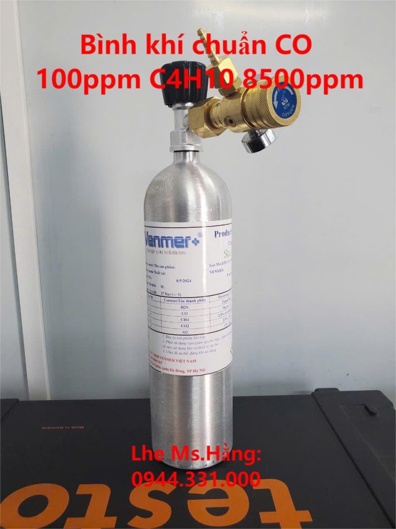 Bình khí chuẩn CO 100ppm C4H10 8500ppm