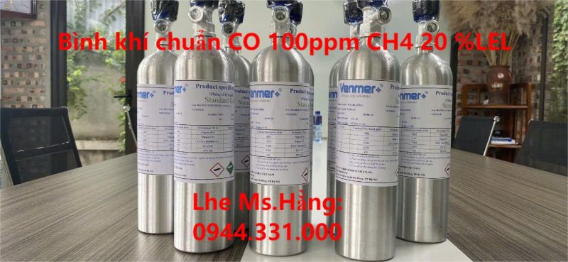 Bình khí chuẩn CO 100ppm CH4 20