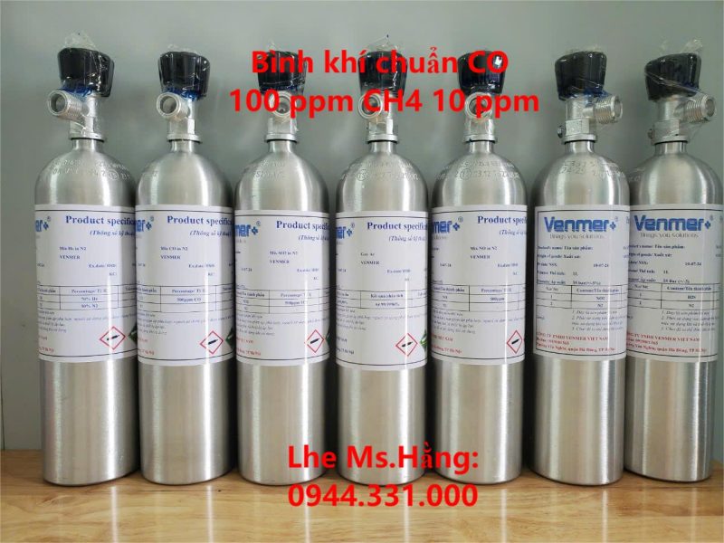 Bình khí chuẩn CO 100 ppm CH4 10 ppm