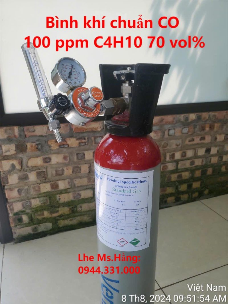 Bình khí chuẩn CO 100 ppm C4H10 70 vol