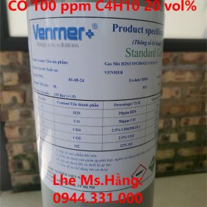 Bình khí chuẩn CO 100 ppm C4H10 20 vol