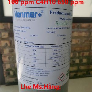 Bình khí chuẩn CO 100 ppm C4H10 650 ppm