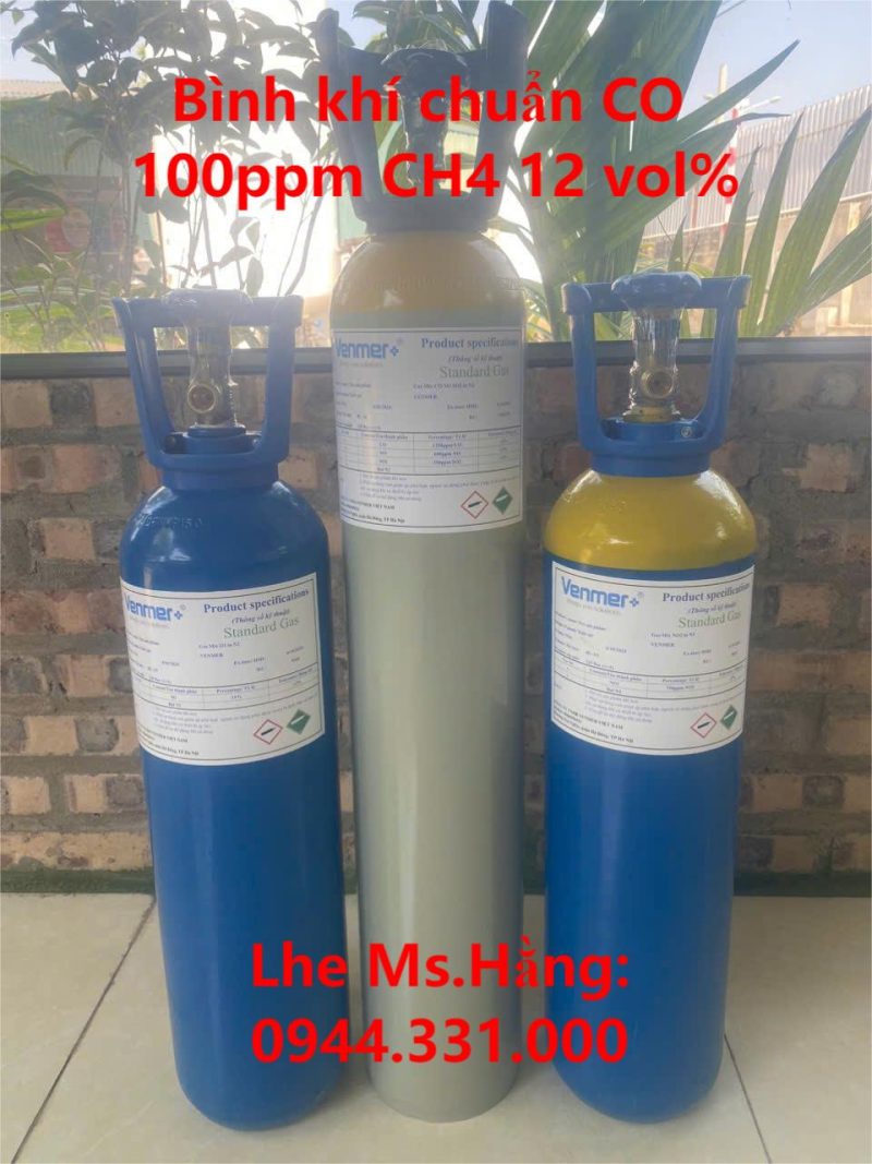 Bình khí chuẩn CO 100ppm CH4 12 vol%