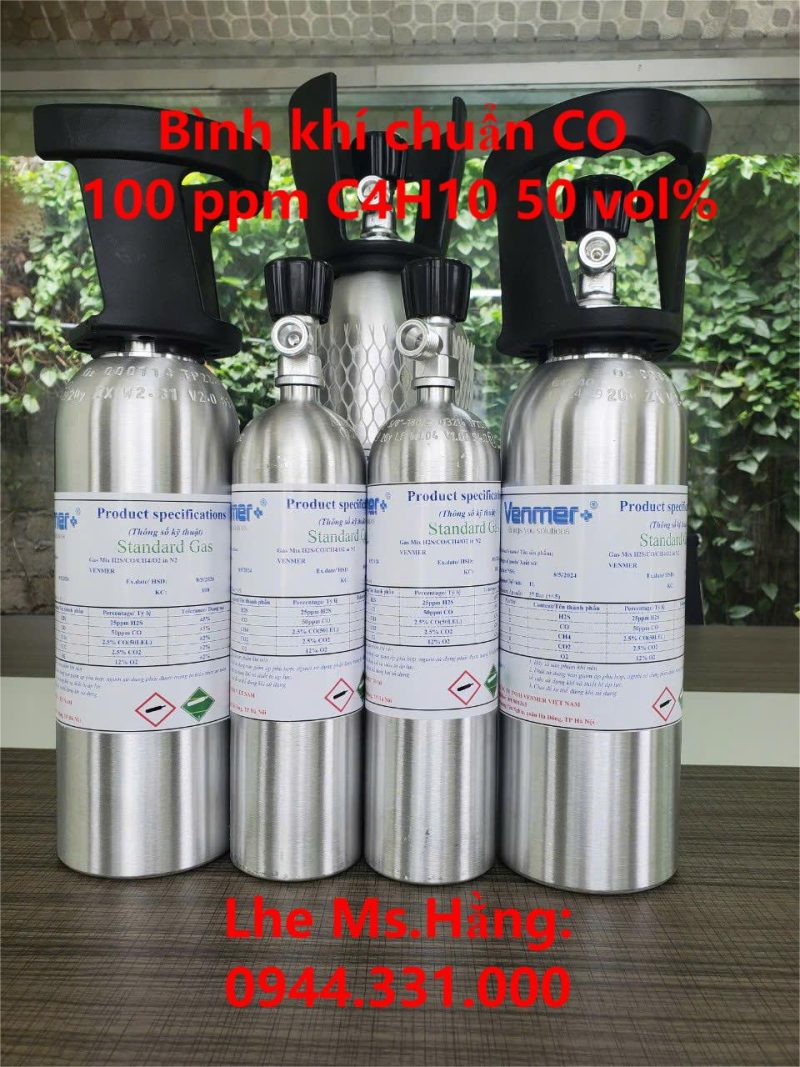 Bình khí chuẩn CO 100 ppm C4H10 50 vol