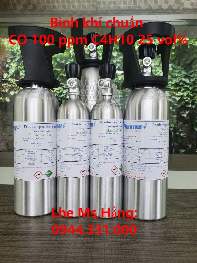 Bình khí chuẩn CO 100 ppm C4H10 25 vol