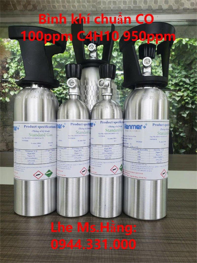 Bình khí chuẩn CO 100ppm C4H10 950ppm