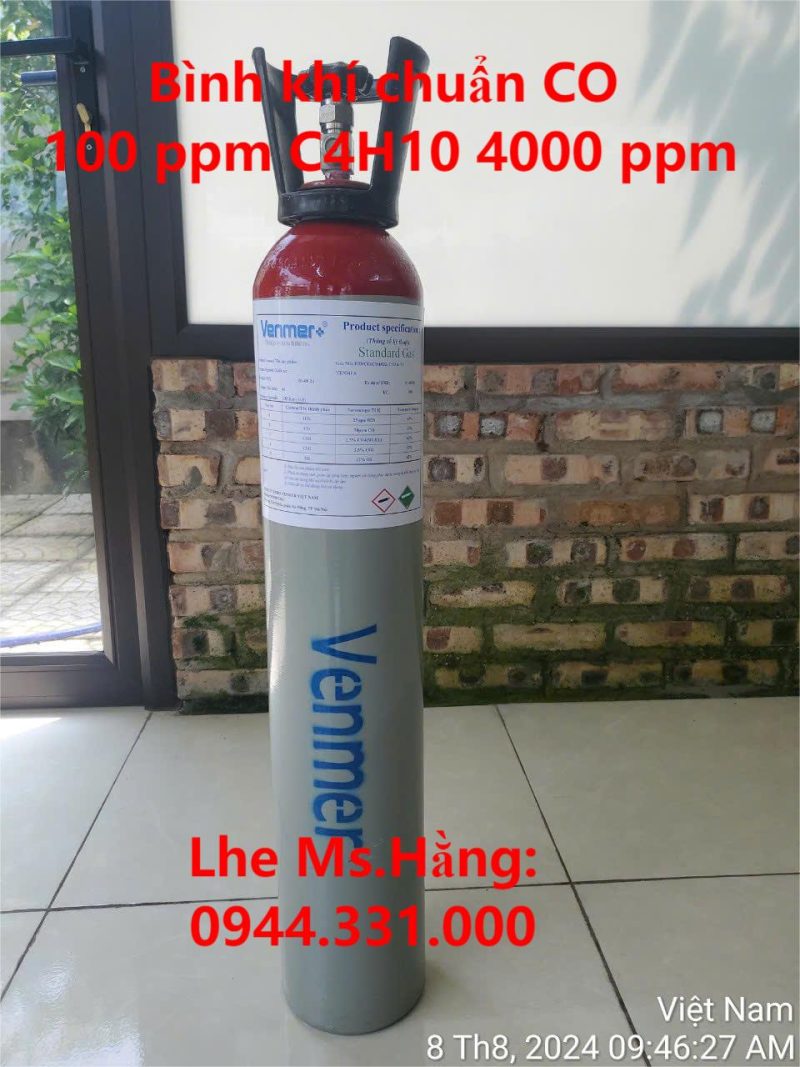 Bình khí chuẩn CO 100 ppm C4H10 4000 ppm