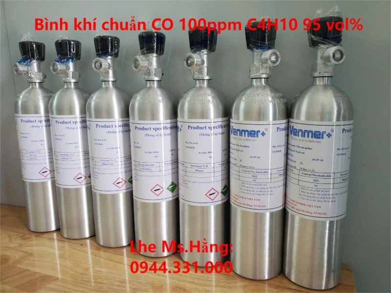 Bình khí chuẩn CO 100ppm C4H10 95 vol%