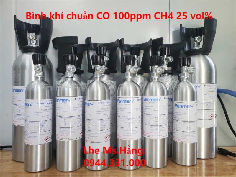 Bình khí chuẩn CO 100ppm CH4 25 vol