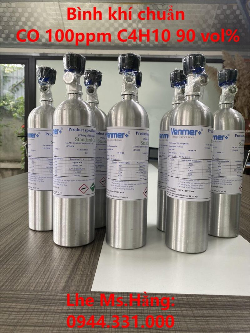 Bình khí chuẩn CO 100ppm C4H10 90 vol%