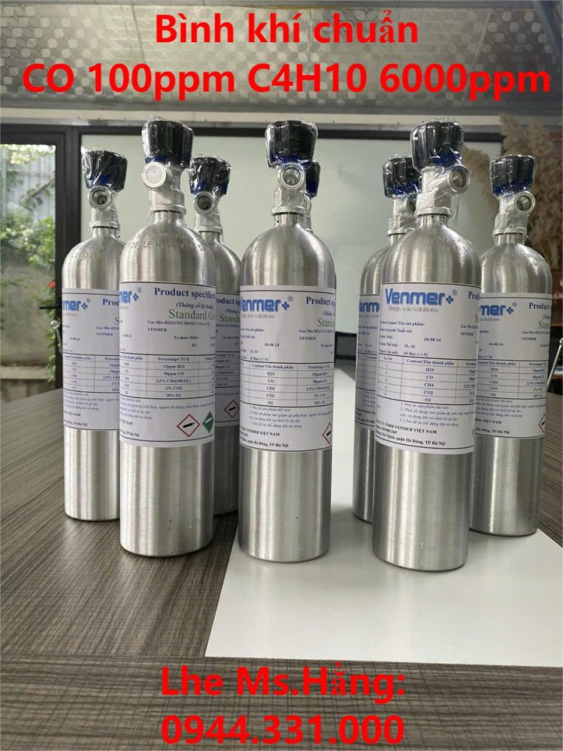 Bình khí chuẩn CO 100ppm C4H10 6000ppm