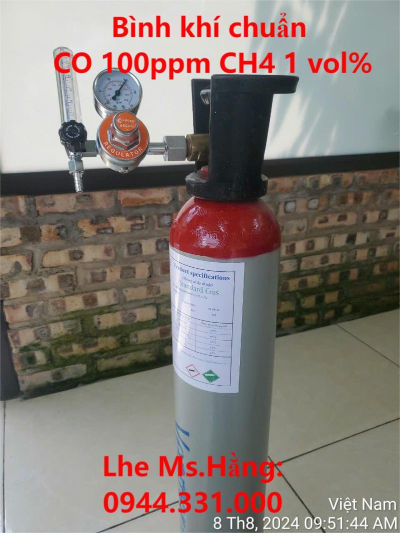 Bình khí chuẩn CO 100ppm CH4 1 vol%