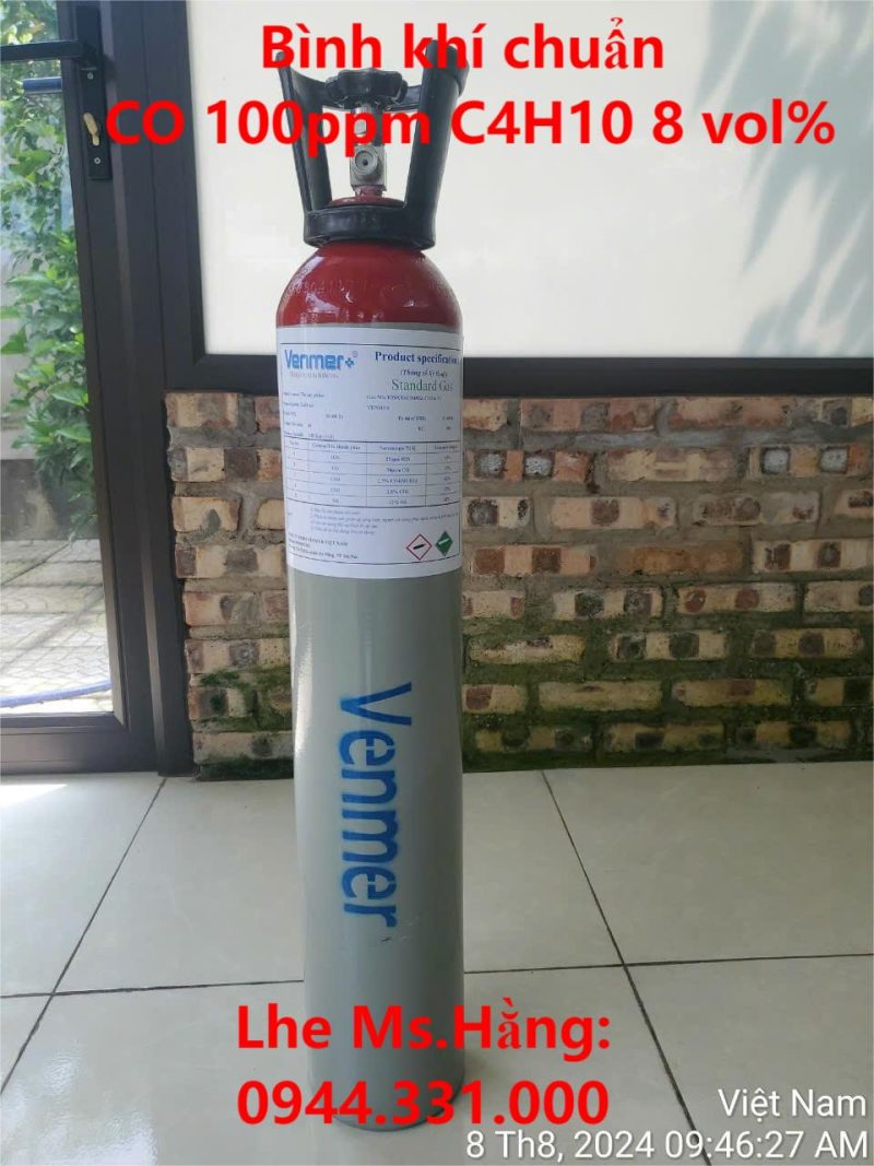 Bình khí chuẩn CO 100ppm C4H10 8 vol%