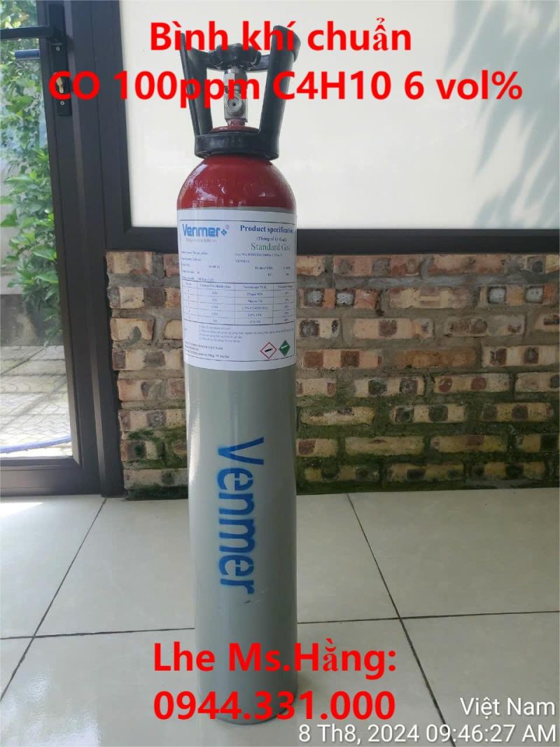 Bình khí chuẩn CO 100ppm C4H10 6 vol%