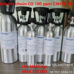 Bình khí chuẩn CO 100 ppm C4H10 40 vol%