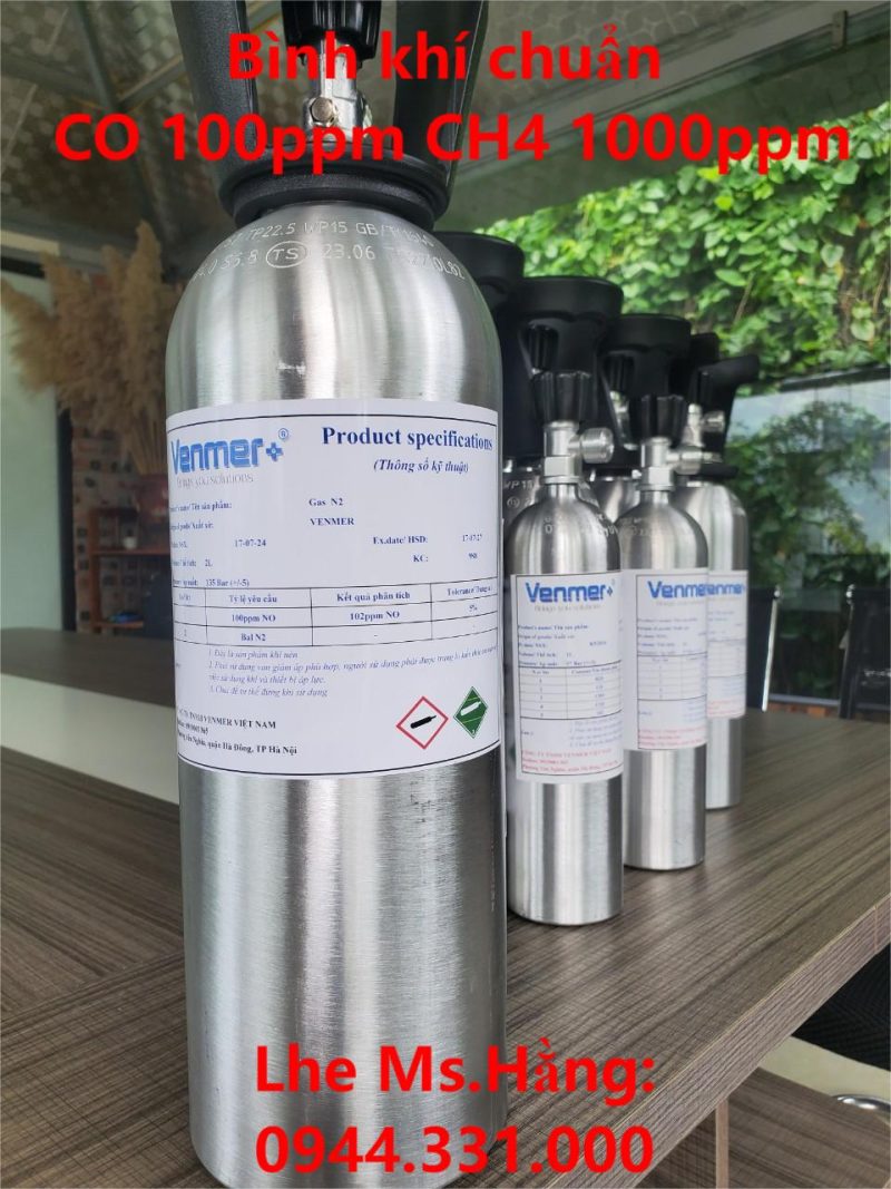 Bình khí chuẩn CO 100ppm CH4 1000ppm