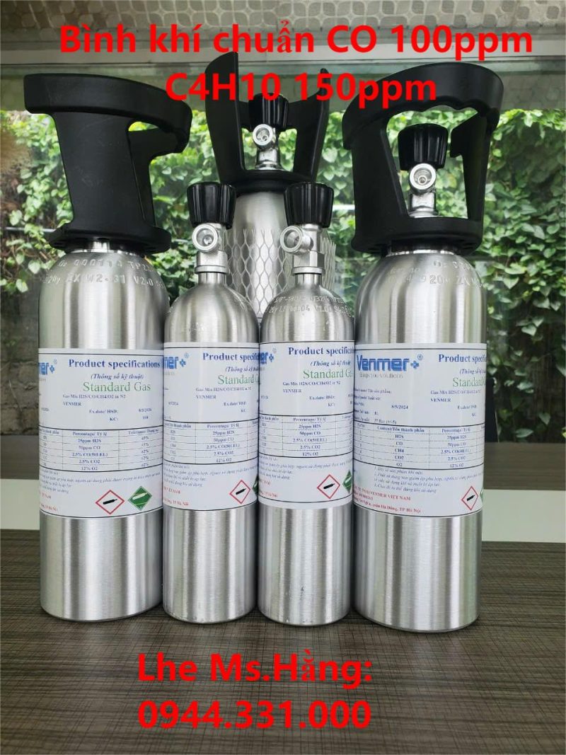 Bình khí chuẩn CO 100ppm C4H10 150ppm