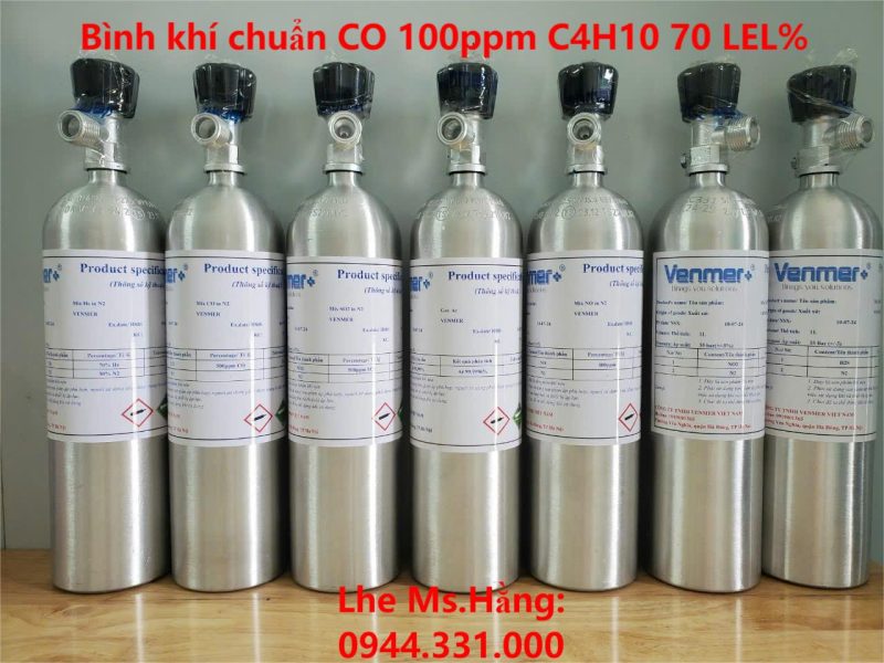 Bình khí chuẩn CO 100ppm C4H10 70 LEL%