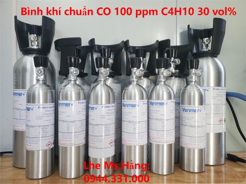 Bình khí chuẩn CO 100 ppm C4H10 30 vol%