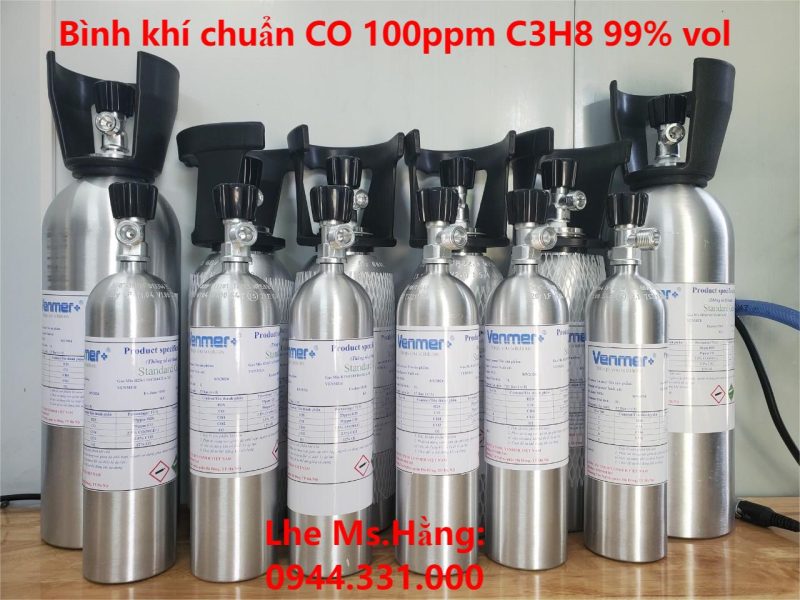 Bình khí chuẩn CO 100ppm C3H8 99% vol