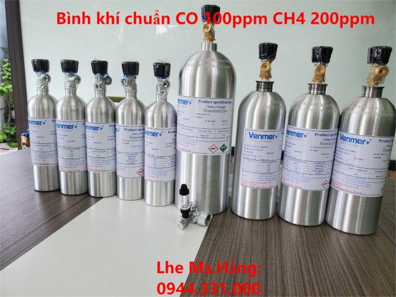 Bình khí chuẩn CO 100ppm CH4 200ppm