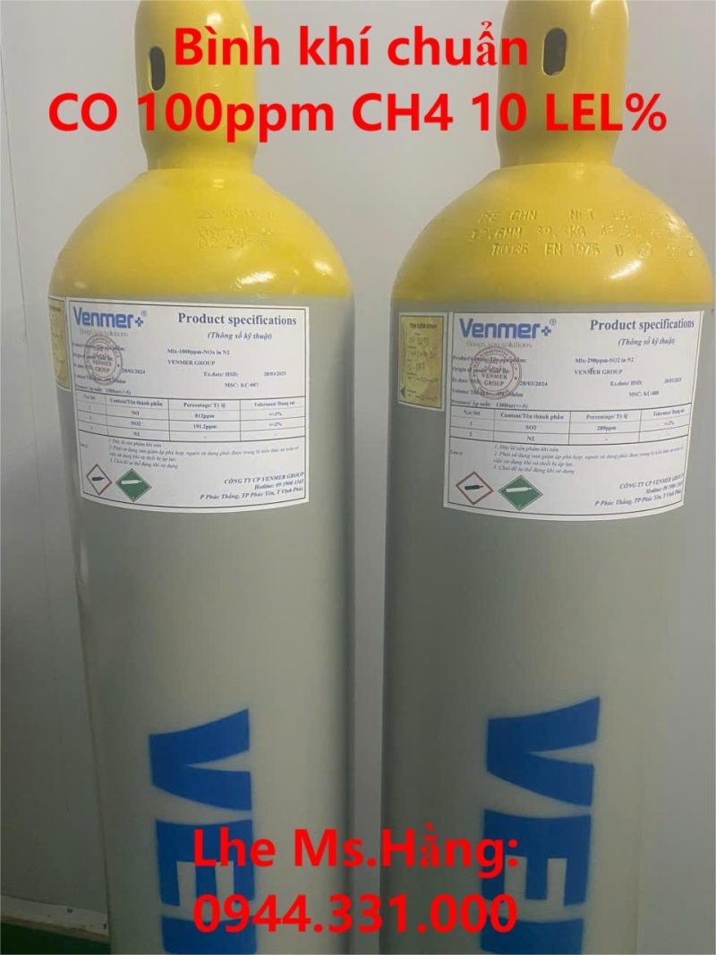 Bình khí chuẩn CO 100ppm CH4 10 LEL%