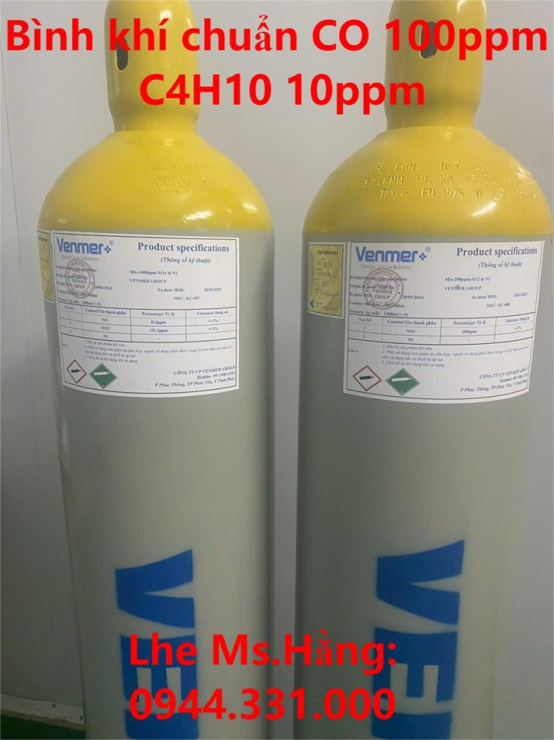 Bình khí chuẩn CO 100ppm C4H10 10ppm