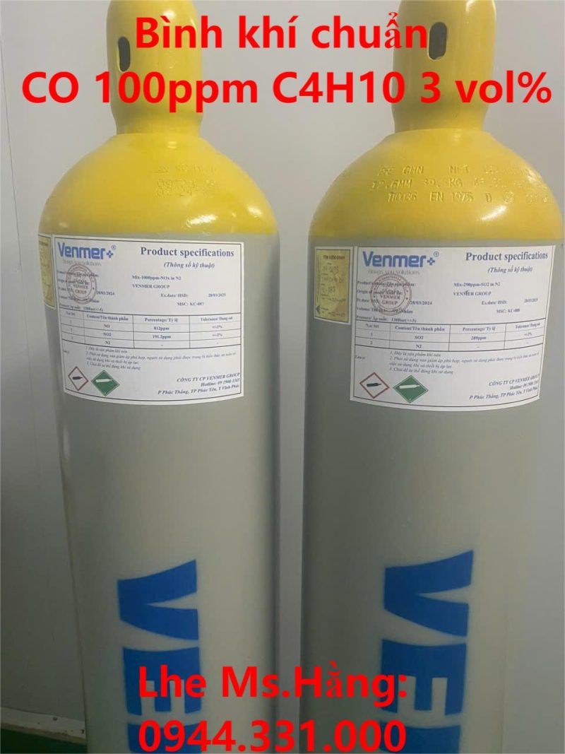 Bình khí chuẩn CO 100ppm C4H10 3 vol%