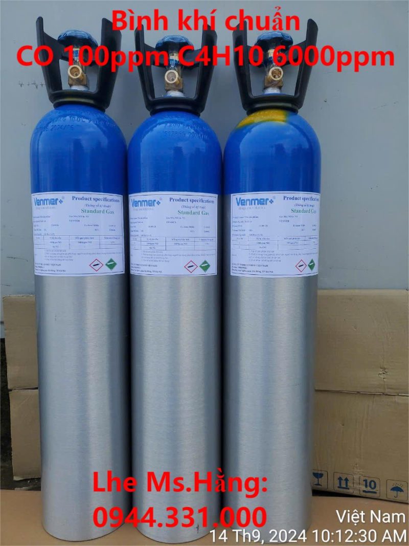 Bình khí chuẩn CO 100ppm C4H10 6000ppm