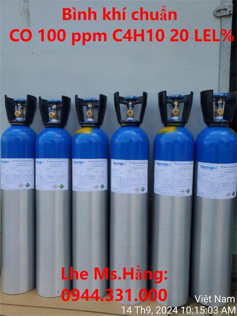 Bình khí chuẩn CO 100 ppm C4H10 20 LEL%