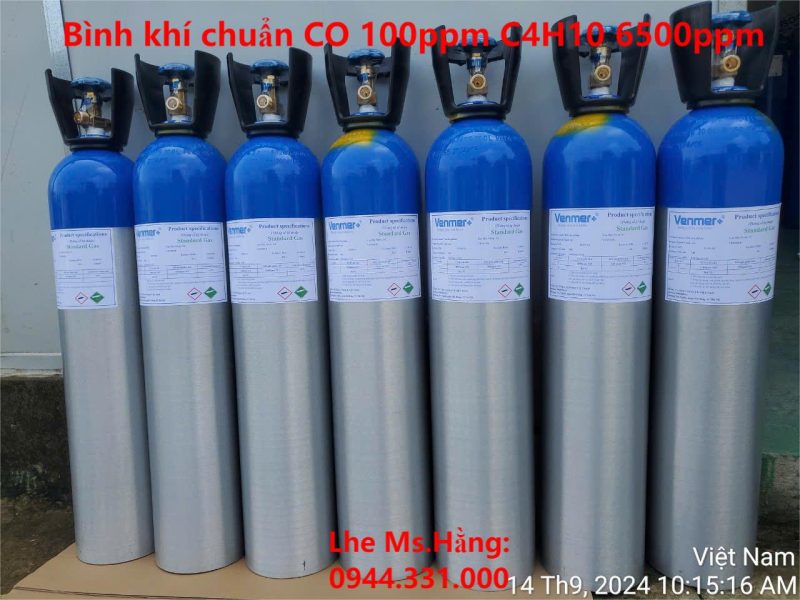 Bình khí chuẩn CO 100ppm C4H10 6500ppm