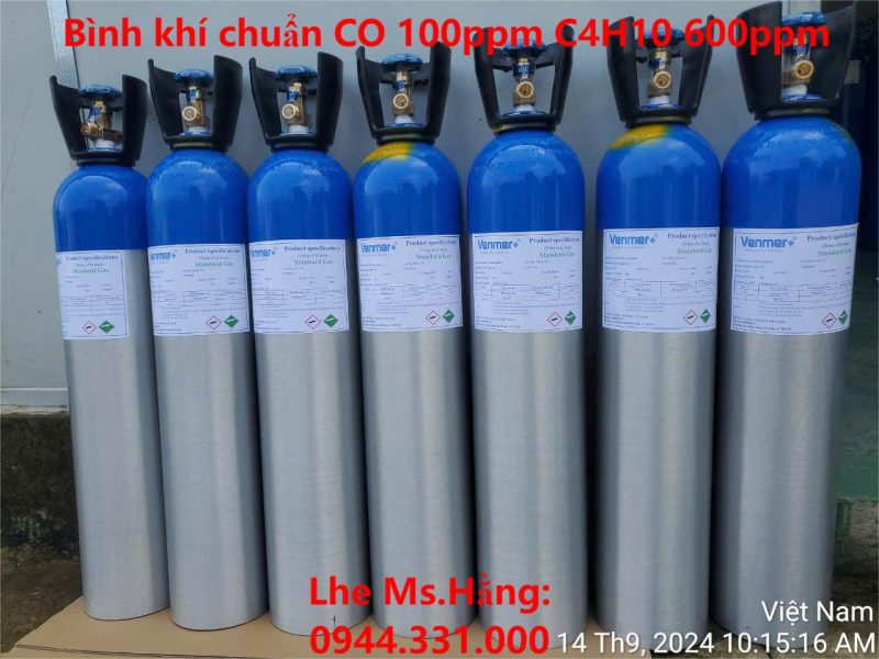 Bình khí chuẩn CO 100ppm C4H10 600ppm