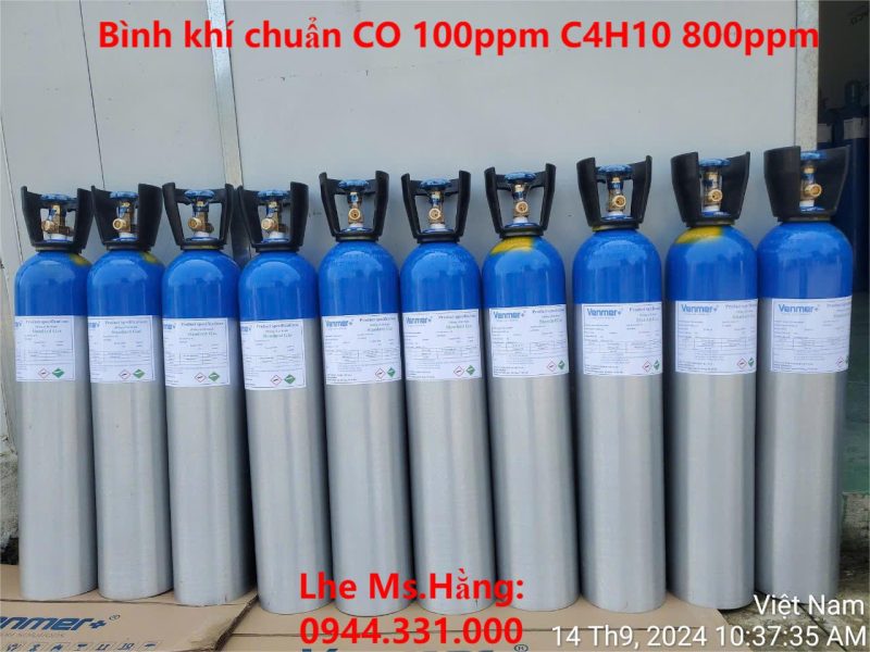 Bình khí chuẩn CO 100ppm C4H10 800ppm