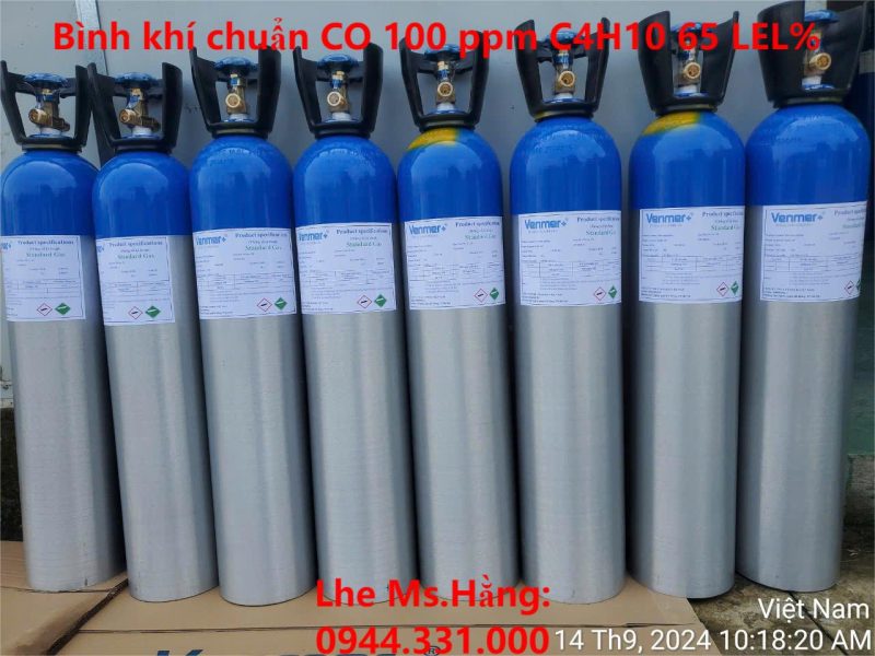 Bình khí chuẩn CO 100 ppm C4H10 65 LEL%