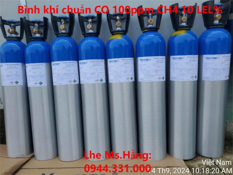 Bình khí chuẩn CO 100ppm CH4 10 LEL%