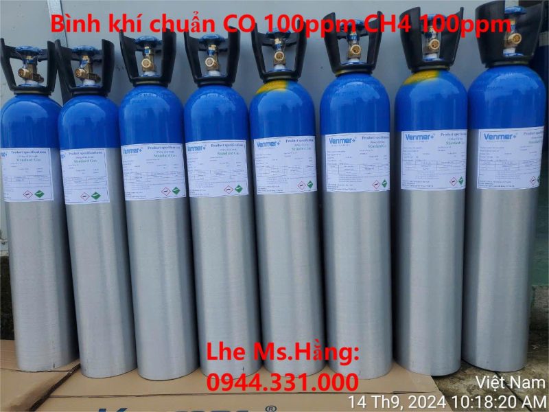 Bình khí chuẩn CO 100ppm CH4 100ppm