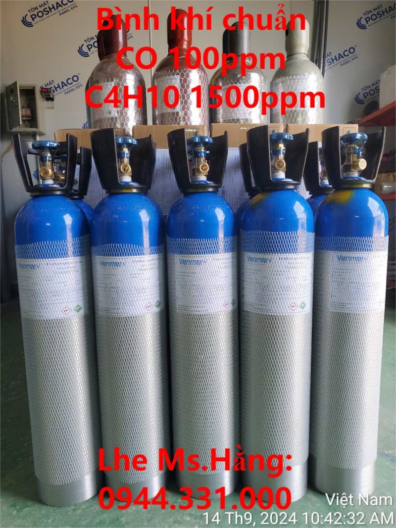 Bình khí chuẩn CO 100ppm C4H10 1500ppm