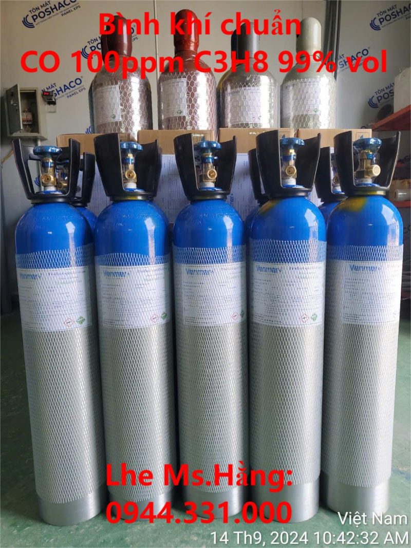 Bình khí chuẩn CO 100ppm C3H8 99% vol