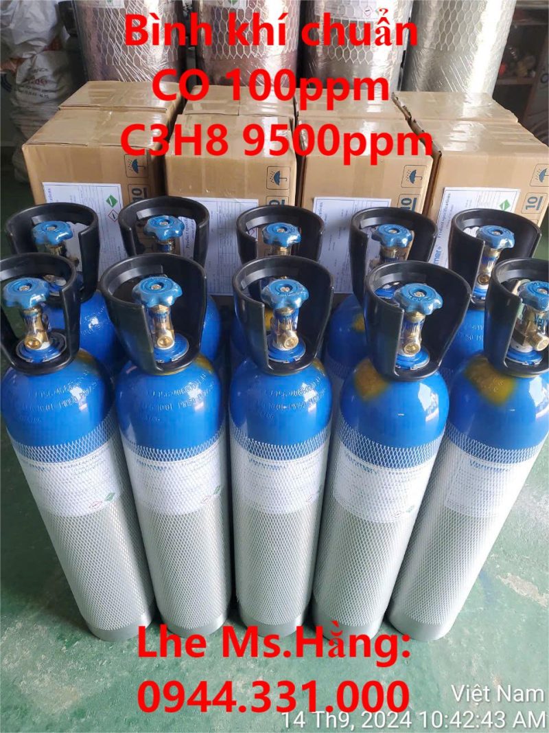 Bình khí chuẩn CO 100ppm C3H8 9500ppm