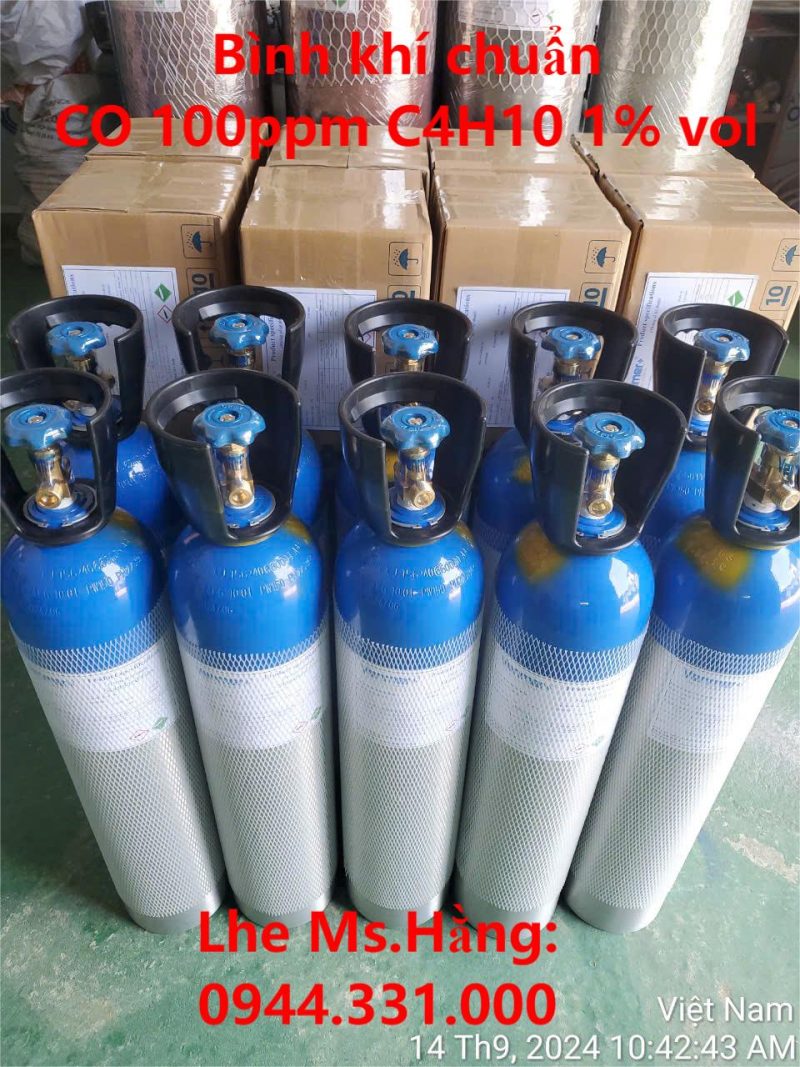 Bình khí chuẩn CO 100ppm C4H10 1% vol