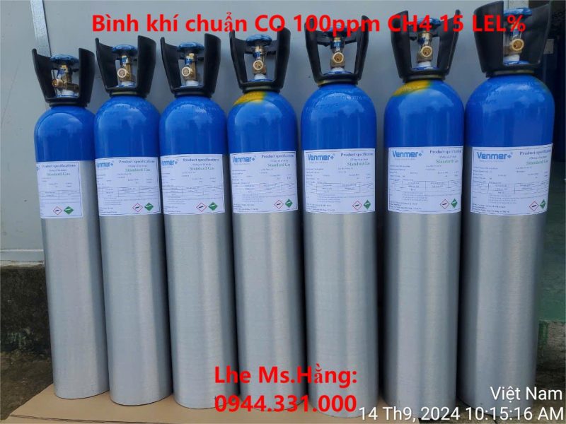 Bình khí chuẩn CO 100ppm CH4 15 LEL%