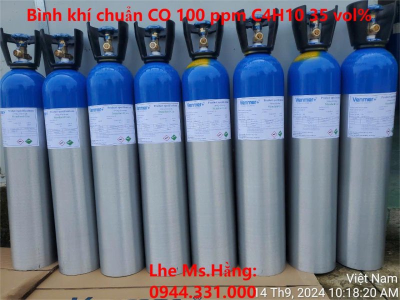 Bình khí chuẩn CO 100 ppm C4H10 35 vol%