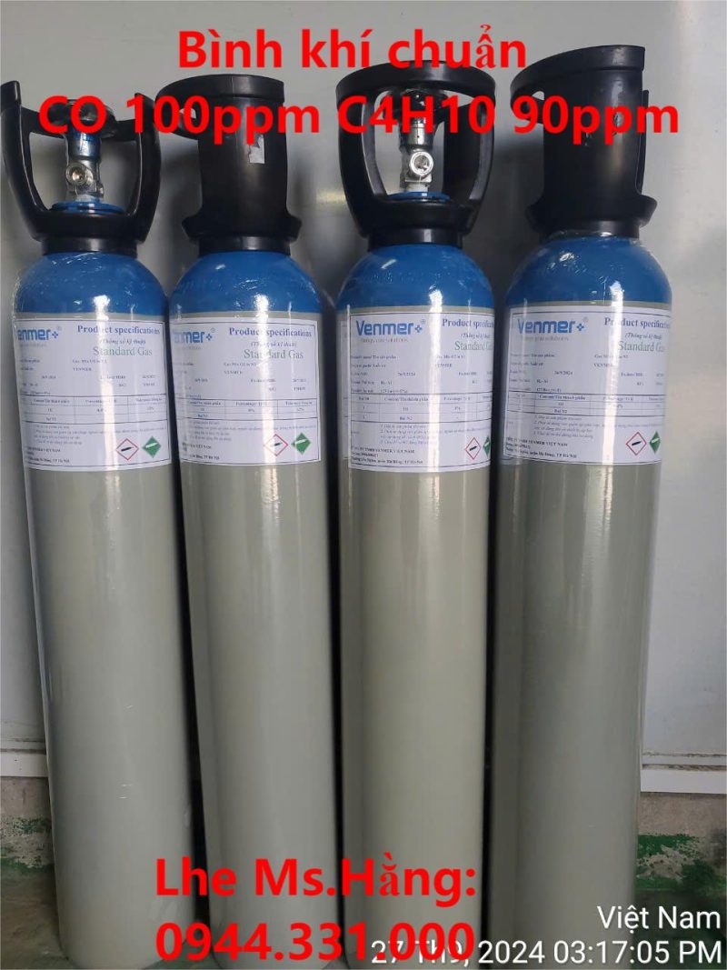 Bình khí chuẩn CO 100ppm C4H10 90ppm